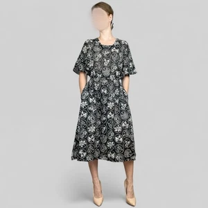 Gudrun Sjoden Women’s Black Sheer Cotton Floral A-Line Dress – Size S - Picture 1 of 7