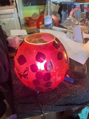 1990er Große Ikea KNUBBIG 25cm Tischlampe Tischleuchte Kugel Glas rot- Nachttis - Bild 1 von 3