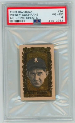 1963 Bazooka All-Time Greats #34 Mickey Cochrane All-Time Greats PSA 4 - Image 1 of 2