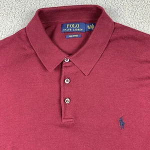 Polo Ralph Lauren Suéter Para Hombres XL Rojo Manga Larga Cárdigan Pullover 100% Pima - Imagen 1 de 9