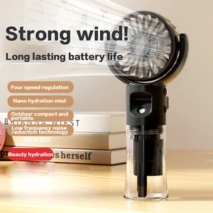 Portable Handheld Misting Fan Water Spray Fan 4 Adjustable-Speed Personal Fan - Picture 1 of 15