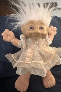 Treasure Troll 1991 vintage 12 pulgadas Muñeca de peluche rosa pelo as novedad - Imagen 1 de 10