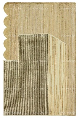 Beige Mano Trenzado Indio 100% Yute Área de Alfombra Cuarto Estar Geométrico - Imagen 1 de 4