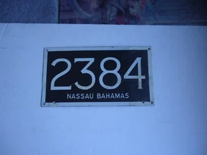 Vintage Porcelain Nassau Bahamas License Plate # 2384 Black & White Letters. - Picture 1 of 6