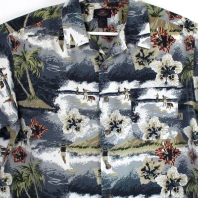 Pacific Coast Hwy Hawaiian Shirt Mens L Chest 50 in Surf Waves Palm Island Aloha - Image 1 of 4