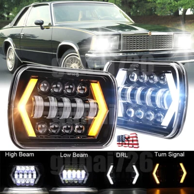 Par de faros LED DRL de 5x7" 7x6" para Chevy El Camino 78-1981 Malibu Classic LUV Foto 1 de 4