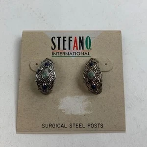 Steffano International Silver Vintage Earrings Surgical Steel Posts 1” New NWT - Picture 1 of 6
