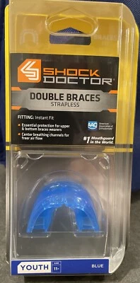 Shock Doctor Double Braces Strapless Mouthguard Blue Youth 11+ - Image 1 of 4