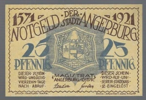 Dinero de emergencia - Angerburg en Pr. Oriental (hoy Wegorzewo en Polonia) - 25 peniques - 1921 - Imagen 1 de 2