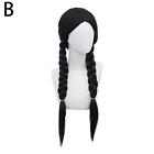 For Wednesday Addams Wig with Wig Cap Black Wigs for Wednesday H8X5