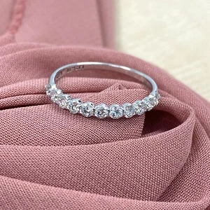 0.50 Ct Round Cut Lab Grown Diamond Wedding Band Gold 14k Stacking Ring Women's - Picture 1 of 21