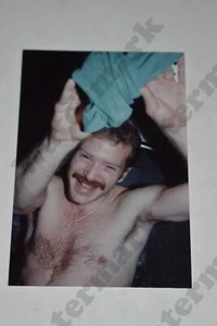 playful candid shirtless moustache man gay interest VINTAGE PHOTOGRAPH Mc - Picture 1 of 1