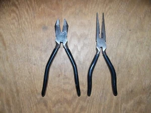 Craftsman Black Grip/Handle Pliers 1-Lineman 7-3/8" 1- Long Nose 8" CLEAN 6/25 - Picture 1 of 5