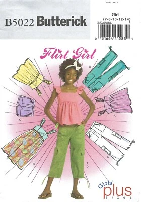 Butterick B5022 Empire Cintura Cami Tops, Solero, Pantalones Carga, Pantalones Cortos Talla 7-14 UC Foto 1 de 4