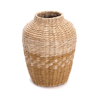 STROH VASE "KAIRO" | Natur, Gelb | Kunstgras Vase, Geflochtener Übertopf Deko - Bild 1 von 4