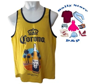 Corona Beer Tank Top "Cabo San Lucas" Mexico Yellow/Blue Trim Size M Pre-Owned - Picture 1 of 6