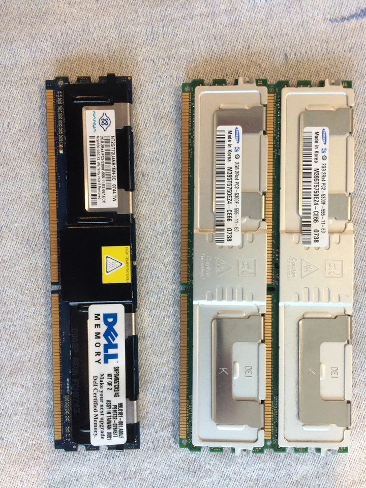 2x 2GB DDR2 667mhz pc2-5300F Server RAM +Bonus 1 dell server ram (2gb) - Image 1 of 1