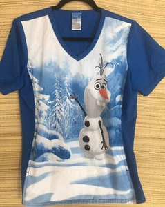Prenda para el torso Disney Frozen Olaf ajustada para mujer canguro bolsillo médico enfermería exfoliante S - Imagen 1 de 6