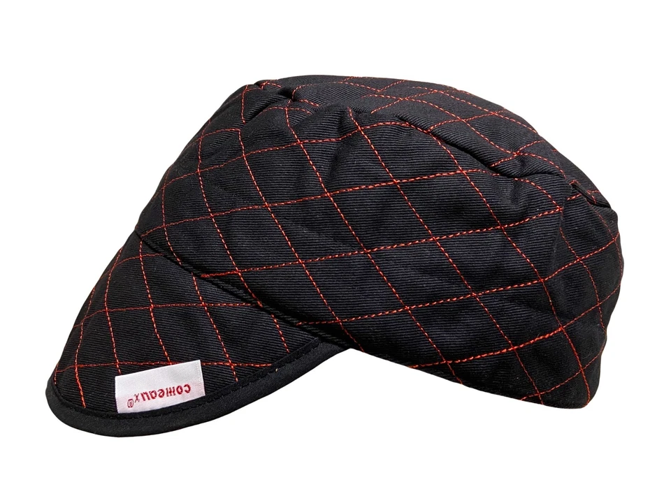 NWT Comeaux Welding Caps Welders Hats Black Quilted with Red Diamond Stitching  - Image 1 of 1