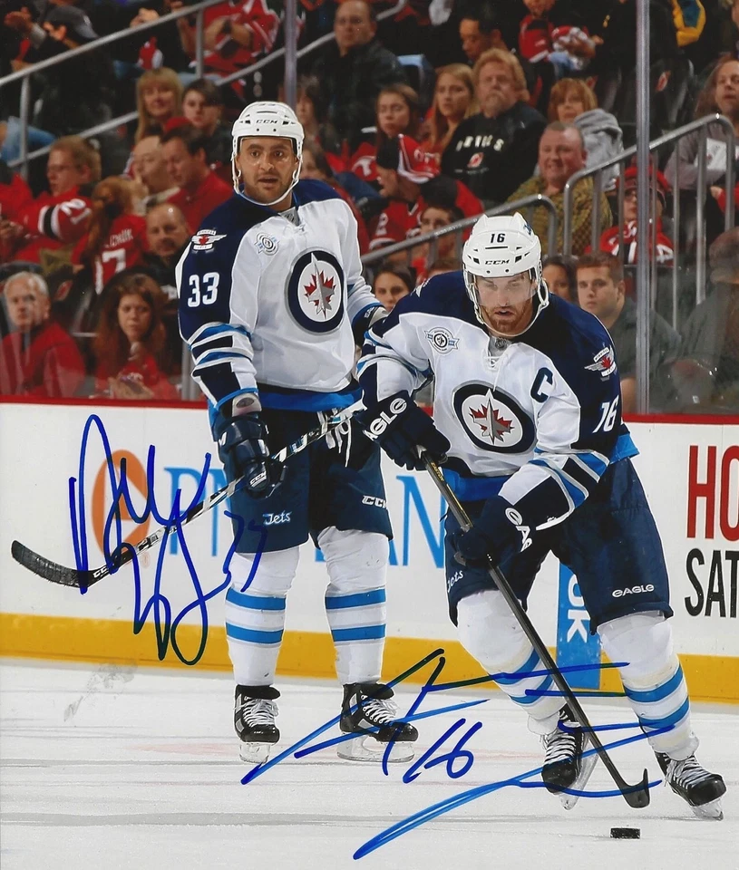 FOTO AUTÓGRAFA 8X10 DUSTIN BYFUGLIEN & ANDREW LADD DOBLE FIRMADA WINNIPEG JETS Foto 1 de 1