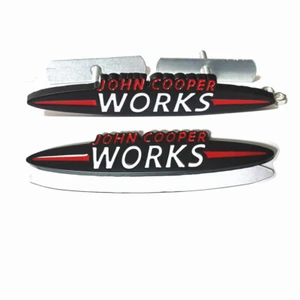 2X 135MM Black John Cooper Works GRILL Emblem Badge Sticker For Mini JCW R50 R53 - Picture 1 of 2