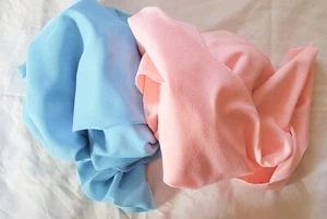 Vintage 1960s 1970s (2) Lots  Knit Fabric Pink & Blue Remnants - Picture 1 of 3
