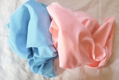 Vintage 1960s 1970s (2) Lots  Knit Fabric Pink & Blue Remnants - Image 1 of 3