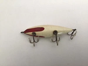 Wilson Wobbler Vintage Wood Fishing Lure 4" Fluted Red White - Picture 1 of 5