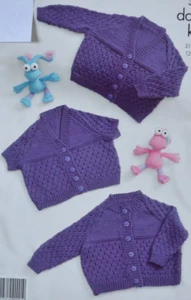 (13) Knitting Pattern - Baby Girl's 3 Styles DK Lacy Cardigans Sizes 12" - 20" - Picture 1 of 5