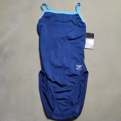 TRAJE DE BAÑO SPEEDO DE UNA PIEZA para mujer talla 26 resistencia + entrenamiento flyback azul marino/azul Foto 1 de 4