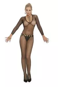 Womens Sexy Lingerie Bodystocking One Size Black Fishnet Catsuit Crotchless - Picture 1 of 3