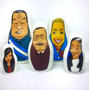 PERON & EVITA MAMUSHKAS "Perushkas" - KIRCHNER - 6 Mamushkas + Box - Picture 1 of 4