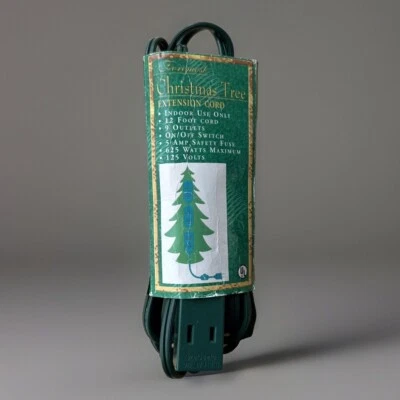 VINTAGE 12FT CHRISTMAS TREE EXTENSION CORD ON/OFF SWITCH 9 OUTLET 5amp FUSE 125V - Image 1 of 4