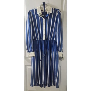 80'S VTG Deadstock LC Shelly Long Pleated Collared Dress VTG SZ 12 Tiny Flaw - Picture 1 of 13