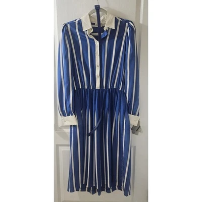 80'S VTG Deadstock LC Shelly Long Pleated Collared Dress VTG SZ 12 Tiny Flaw - Image 1 of 4