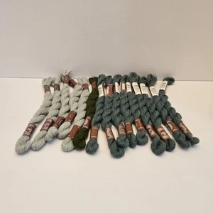 DMC Wool Embroidery Floss Broder Medicis Mixed GreenColor 27.3yd Skein Lot of 15 - Picture 1 of 13