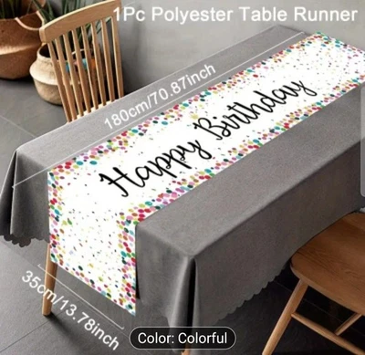 Happy Birthday Table Runner, birthday table banner birthday table cover 35*180cm - Image 1 of 4