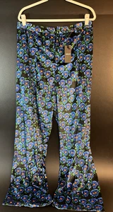 Mixed by Nasrin Wide Leg Velvet Black Moxie Floral Print Pants Size XXXL NWT - Foto 1 di 10