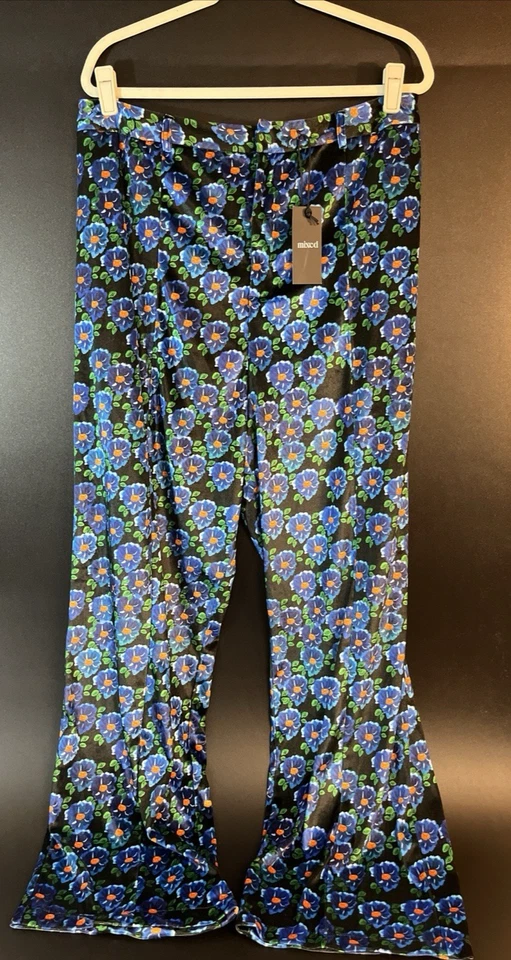 Pantalones Mixed by Nasrin Pierna Ancha Terciopelo Negro Moxie Estampado Floral Talla XXXL NUEVOS CON ETIQUETAS Foto 1 de 4