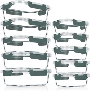 10 Pack Glass Meal Prep Containers, Airtight Glass Lunch Containers, Stackable G - Picture 1 of 12
