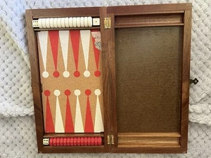 Vintage Backgammon Travel Set Game Wooden - Picture 1 of 8