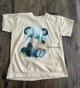 Vintage 80s North Carolina Tourist Youth Single Stitch T-Shirt (Youth Small 4-6) - Picture 1 of 11