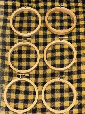 6 Lot Of New 3” Wooden Round Hoop Cross Stitch Embroidery Needlepoint Screw Loop - Image 1 of 4