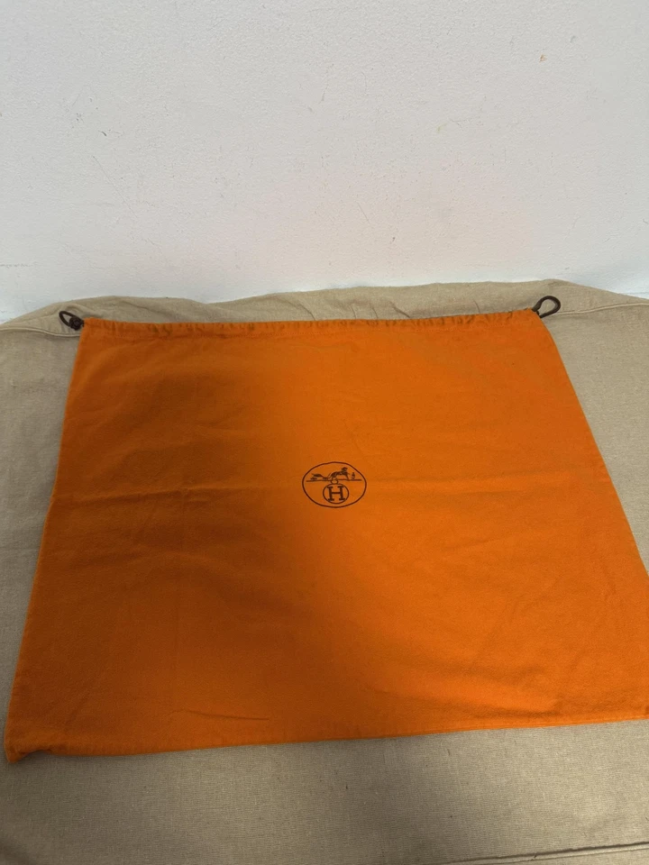 Hermes Bolsa para el Polvo Naranja Cordón Logo Bolsa Almacenamiento Repuesto Bolso de Mano Cartera Foto 1 de 4