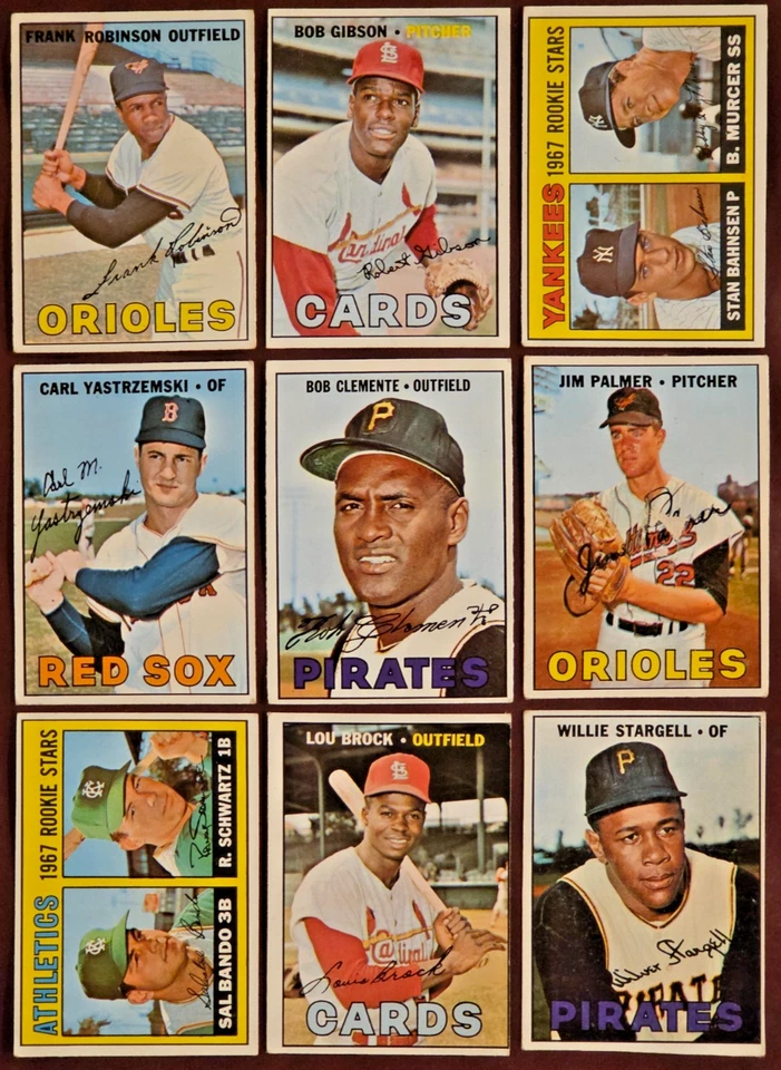 Lote 1967 Topps Salón de la fama (9) Clemente Yaz Gibson Palmer Rob Brock Murcer ¡MÁS! L/M Gr Foto 1 de 2