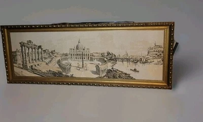 Antique St. Peter’s Basilica Rome Cloth Cloth Tapestry Wall Hanging Picture 1700 - Image 1 of 4