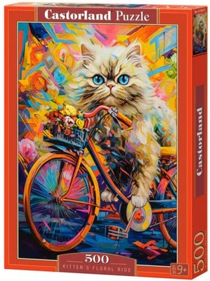 NEW Castorland Jigsaw Puzzle 500 Pieces 9+ Kitten's Floral Ride - Image 1 of 2
