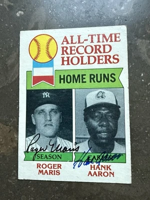 Roger Maris Hank Aaron signed 1979 Topps baseball card #413 - Image 1 of 3
