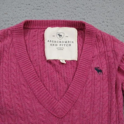 Abercrombie & Fitch Sweater Womens Medium Pink Long Sleeve Pullover Cable Knit - Image 1 of 4