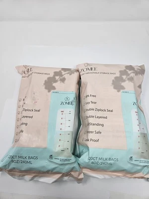 BOLSAS DE ALMACENAMIENTO DE LECHE MATERNA ZOMEE 100 unidades 8 OZ/240 ML seguro para congelador doble Ziplock (2) Foto 1 de 4